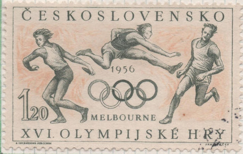 Sello E00720: hoja 49, Checoslovaquia: Sello Beig y Negro dentado. Hazañas deportivas del año, 1,20 koruna