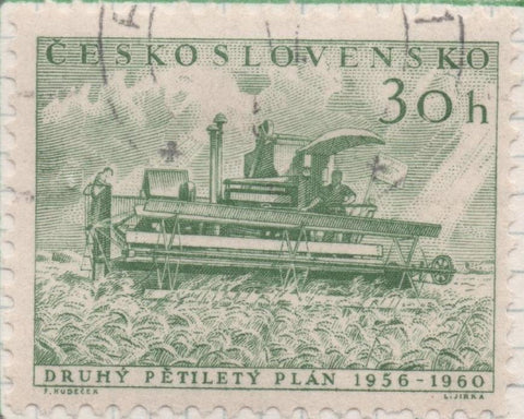 Sello E00714: hoja 49, Checoslovaquia: Sello Verde dentado. Plan Quinquenal, 30 Haleru