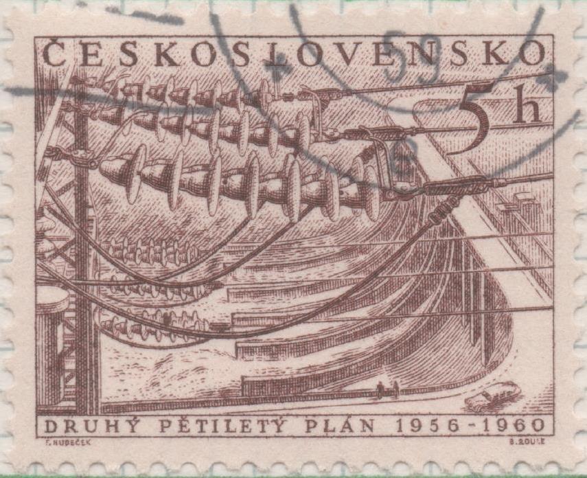 Sello E00711: hoja 49, Checoslovaquia: Sello Marron dentado. Plan Quinquenal, 5 Haleru
