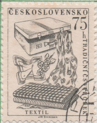 Sello E00725: hoja 49, Checoslovaquia: Sello Gris oscuro dentado. Productos de Importación, 75 haleru