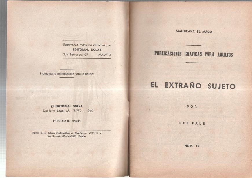 Dolar: Novela Grafica-SIN LA CUBIERTA numero 18: Mandrake el mago: el extraño sujeto