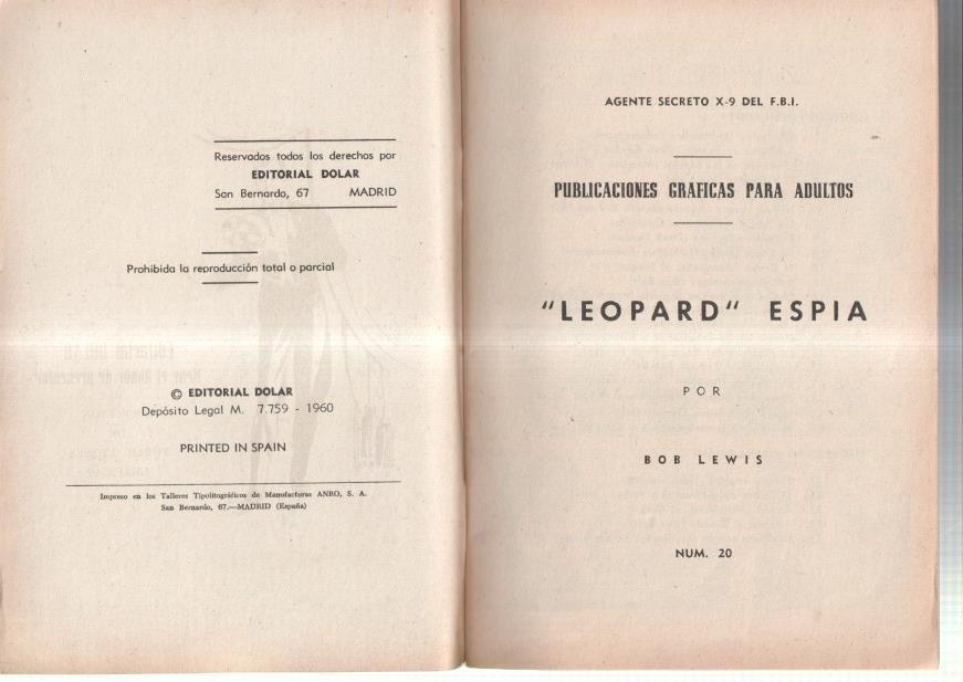 Dolar: Novela Grafica-SIN LA CUBIERTA numero 20: Agente Secreto X-9: Leopard espia