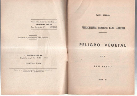 Dolar: Novela Grafica-SIN LA CUBIERTA numero 21: Flash Gordon: peligro vegetal