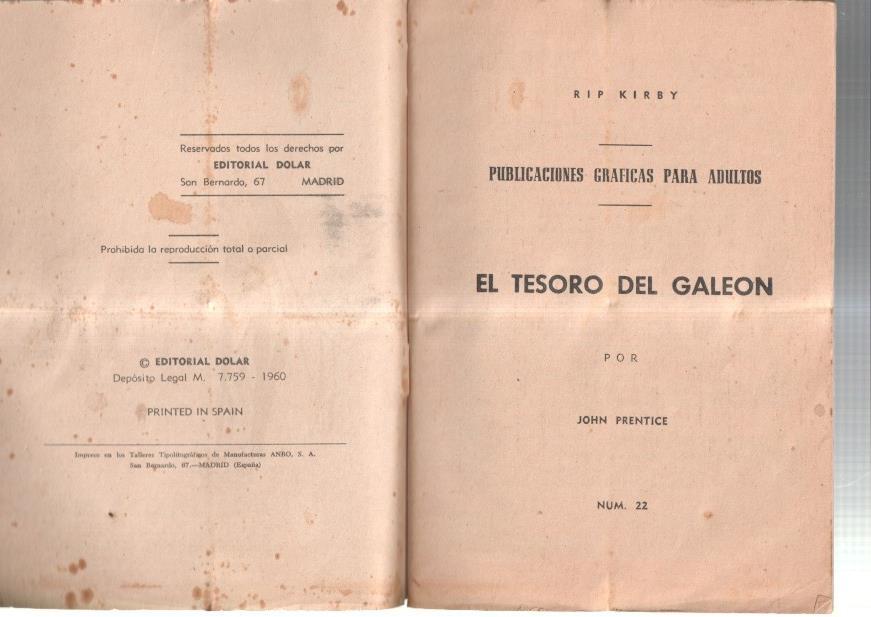 Dolar: Novela Grafica-SIN LA CUBIERTA numero 22: Rip Kirby: El tesoro del galeon
