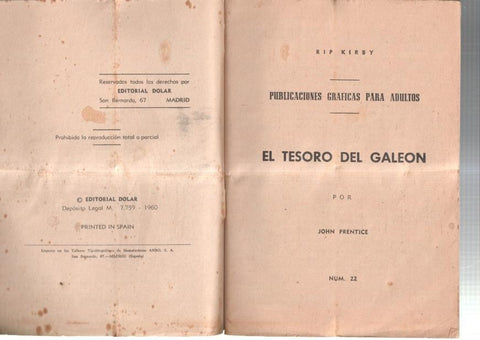 Dolar: Novela Grafica-SIN LA CUBIERTA numero 22: Rip Kirby: El tesoro del galeon