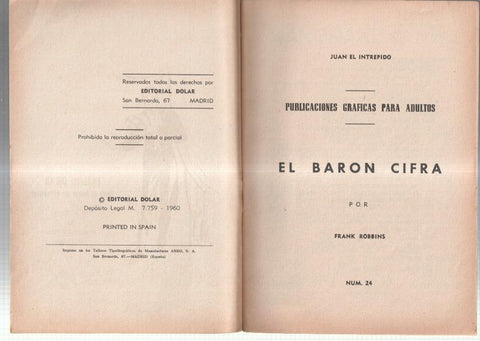 Dolar: Novela Grafica-SIN LA CUBIERTA numero 24: Johnny Hazard: El baron cifra