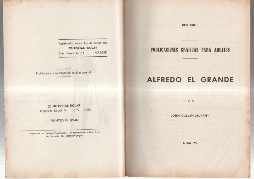 Dolar: Novela Grafica-SIN LA CUBIERTA numero 25: Ben Bolt: Alfredo el grande
