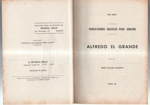 Dolar: Novela Grafica-SIN LA CUBIERTA numero 25: Ben Bolt: Alfredo el grande
