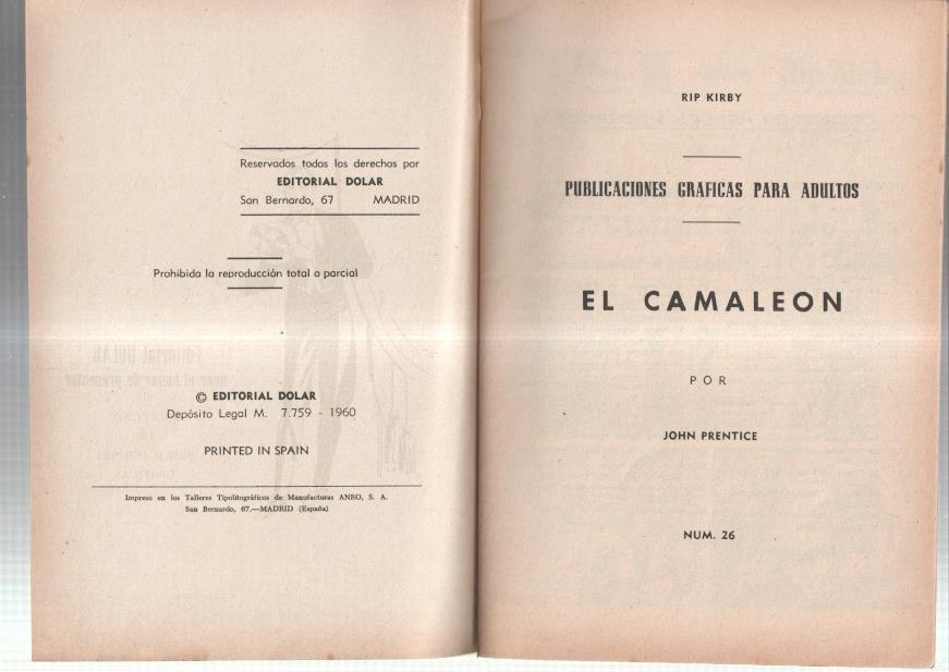 Dolar: Novela Grafica-SIN LA CUBIERTA numero 26: Rip Kirby: El camaleon