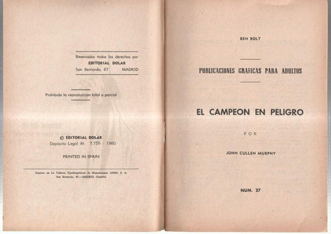 Dolar: Novela Grafica-SIN LA CUBIERTA numero 27: Ben Bolt: El campeon en peligro