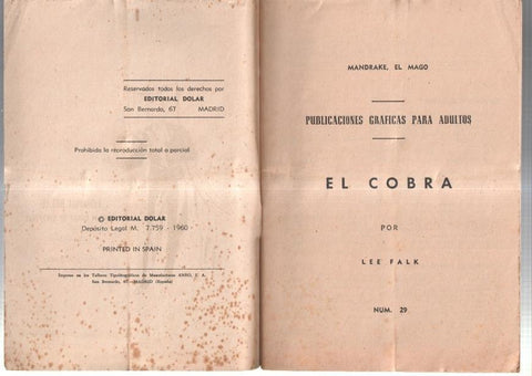 Dolar: Novela Grafica-SIN LA CUBIERTA numero 29: Mandrake el mago: El cobra