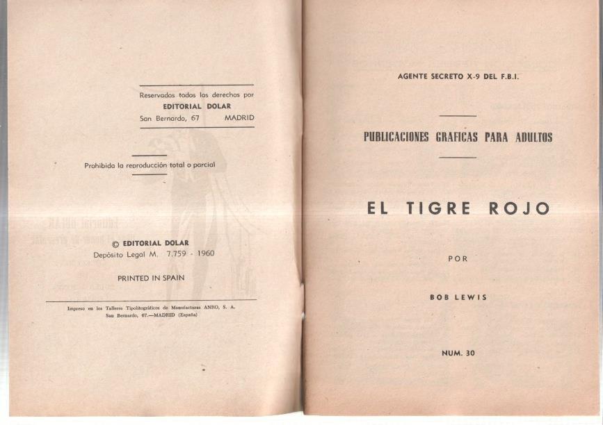 Dolar: Novela Grafica-SIN LA CUBIERTA numero 30: Agente Secreto X-9: El tigre rojo