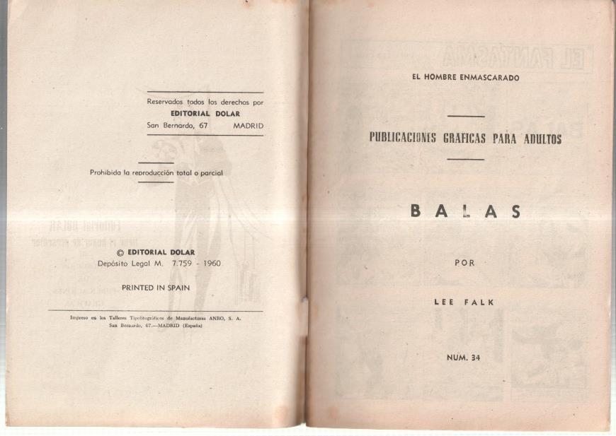 Dolar: Novela Grafica-SIN LA CUBIERTA numero 34: The Phantom: Balas