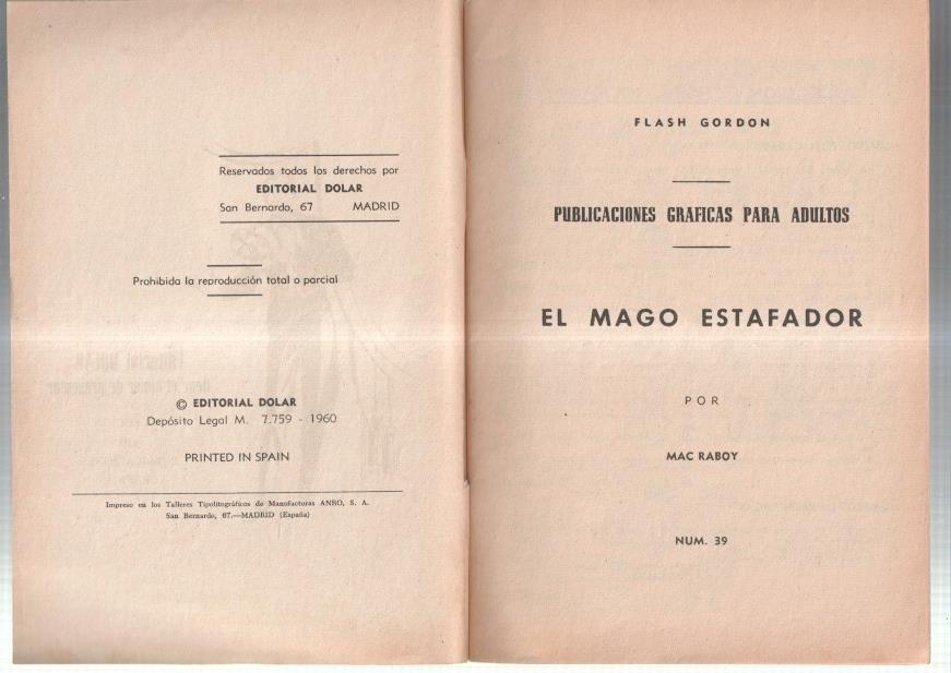 Dolar: Novela Grafica-SIN LA CUBIERTA numero 39: Flash Gordon: el mago estafador