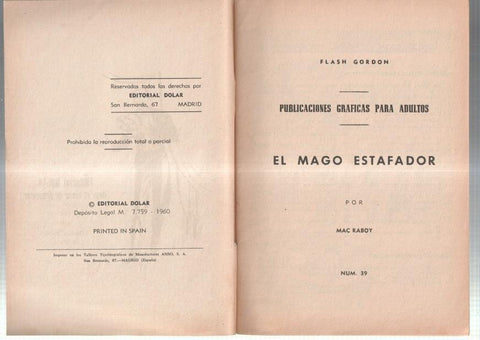 Dolar: Novela Grafica-SIN LA CUBIERTA numero 39: Flash Gordon: el mago estafador