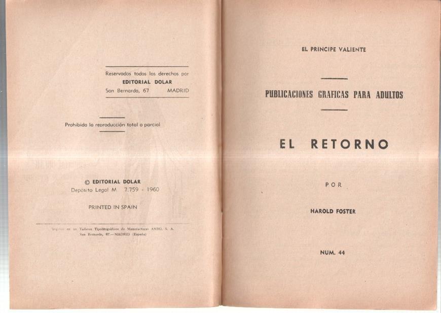 Dolar: Novela Grafica-SIN LA CUBIERTA numero 44: Principe Valiente: el retorno