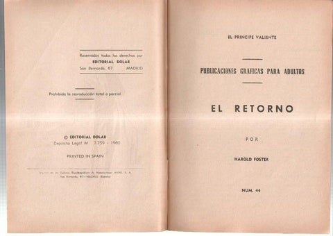 Dolar: Novela Grafica-SIN LA CUBIERTA numero 44: Principe Valiente: el retorno