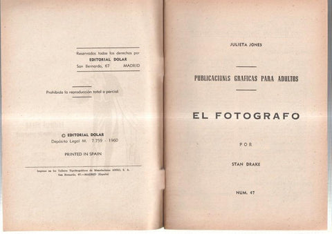 Dolar: Novela Grafica-SIN LA CUBIERTA numero 47: Julieta Jones: El fotografo