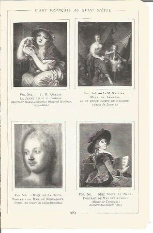 LAMINA V00231: Obras por J.B. Greuze, J. M. Nattier, M. Q. de la Tour y Madame Vigee Le Brun
