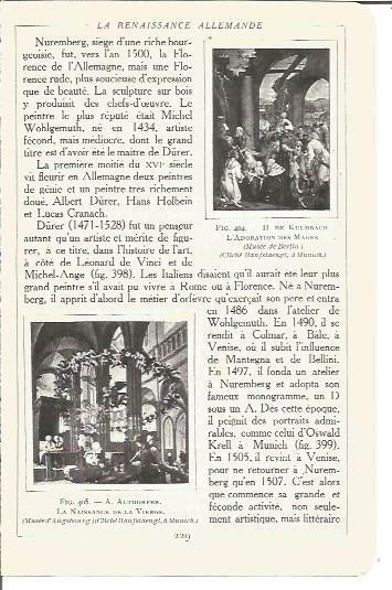 LAMINA V00209: Adoracion de los Magos por Kulmbach y El Nacimiento de la Virgen por A. Altdorfer