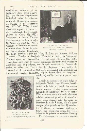 LAMINA V00246: Retrato de la madre del artista, por J. Whistler y La Marsellesa, por F. Rude