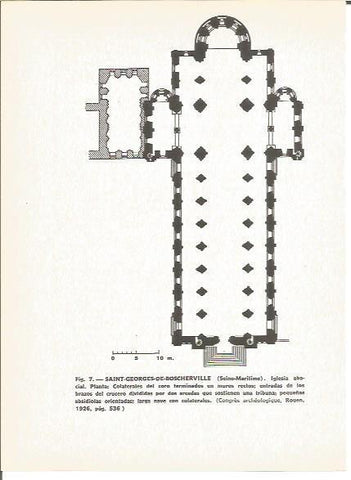 LAMINA V00369: Plano planta Abadia Saint Georges de Boscherville, Francia