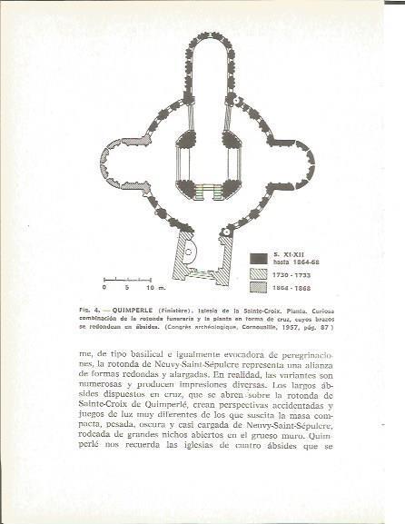 LAMINA V00353: Plano planta Iglesia Sainte Croix en Quimperle, Francia