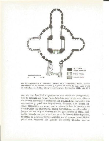 LAMINA V00353: Plano planta Iglesia Sainte Croix en Quimperle, Francia