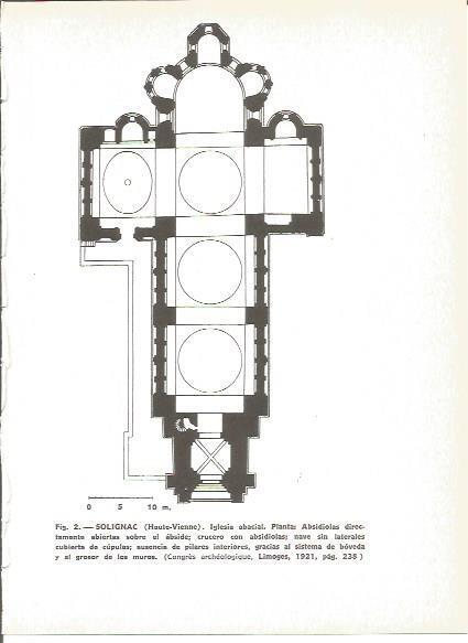 LAMINA V00350: Plano planta Iglesia Solignac, Francia
