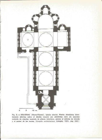 LAMINA V00350: Plano planta Iglesia Solignac, Francia