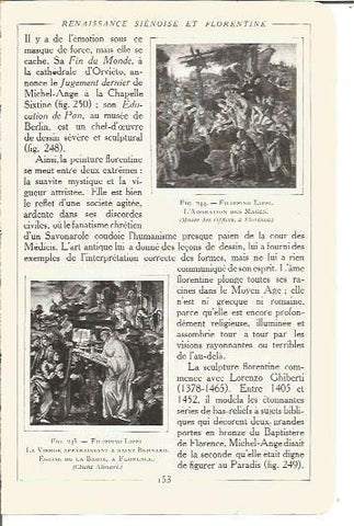 LAMINA V00172: Adoracion de los Magos y La Virgen apareciendose a San Bernardo, por F. Lippi