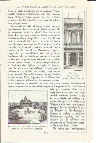 LAMINA V00163: Biblioteca de San Marcos en Venecia y vista San Pedro de Roma