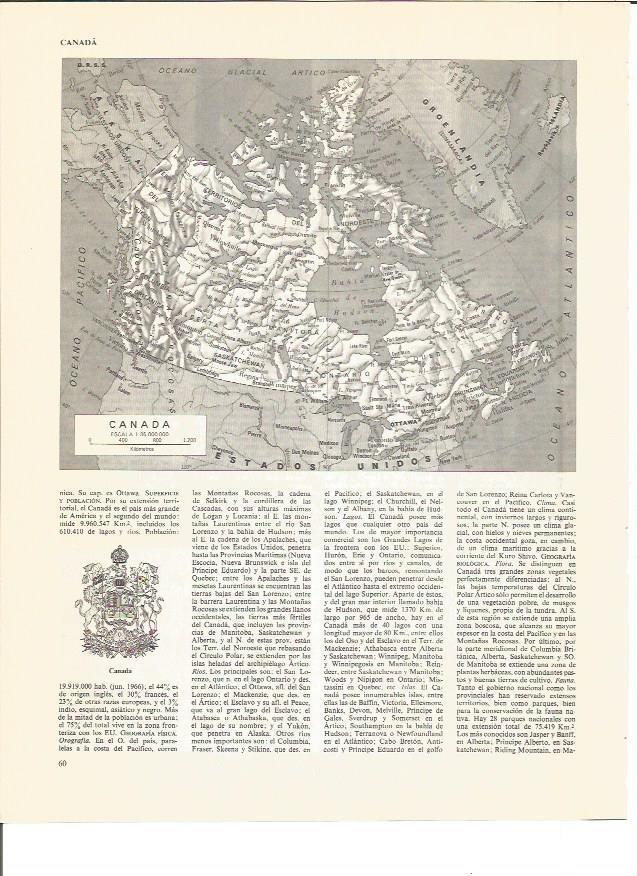 LAMINA V00993: Escudo y mapa de Canada