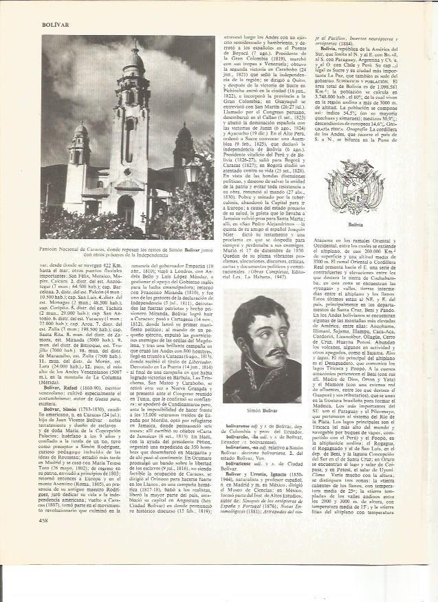 LAMINA V00969: Escudo de Bolivia y Simon Bolivar