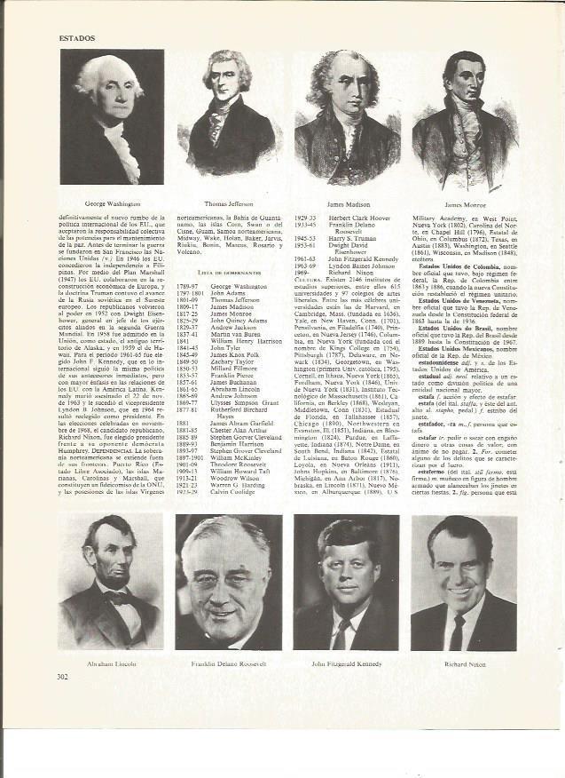LAMINA V00844: Presidentes de los Estados Unidos