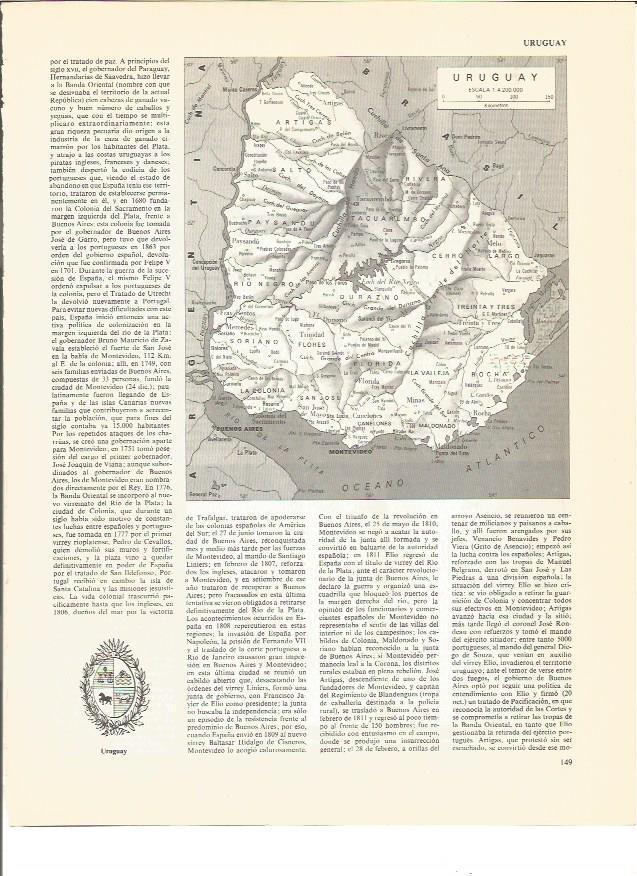 LAMINA V01129: Escudo y mapa de Uruguay