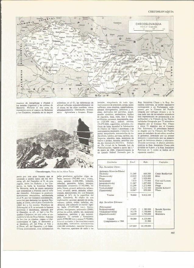 LAMINA V01103: Mapa y vista de los Altos Tatra, Checoslovaquia