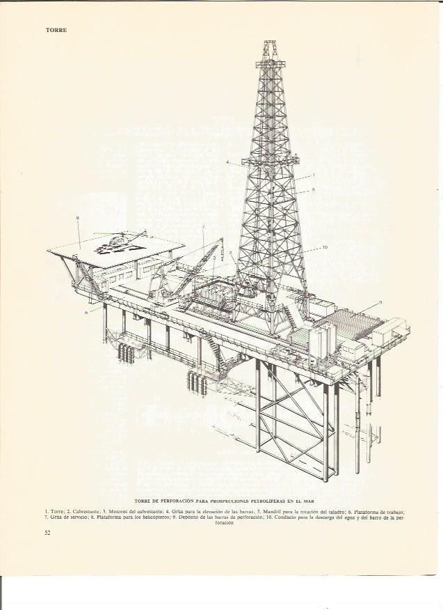 LAMINA V01148: Torre de perforacion para prospecciones petroliferas en el mar