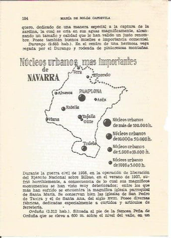 LAMINA V01174: Mapa nucleos urbanos mas importantes de Navarra