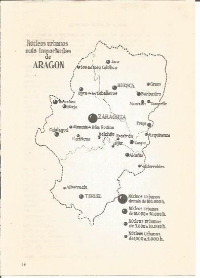 LAMINA V01175: Mapa nucleos urbanos mas importantes de Aragon
