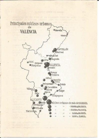 LAMINA V01181: Mapa principales nucleos urbanos de Valencia