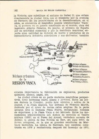 LAMINA V01173: Mapa nucleos urbanos de la Region Vasca, Pais Vasco
