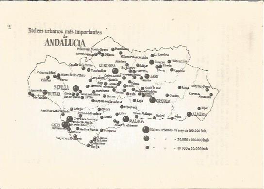 LAMINA V01190: Mapa nucleos urbanos mas importantes de Andalulcia