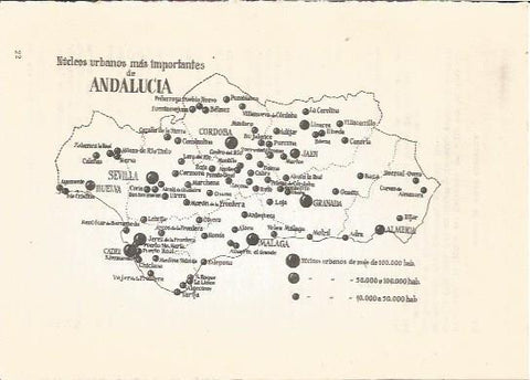 LAMINA V01190: Mapa nucleos urbanos mas importantes de Andalulcia
