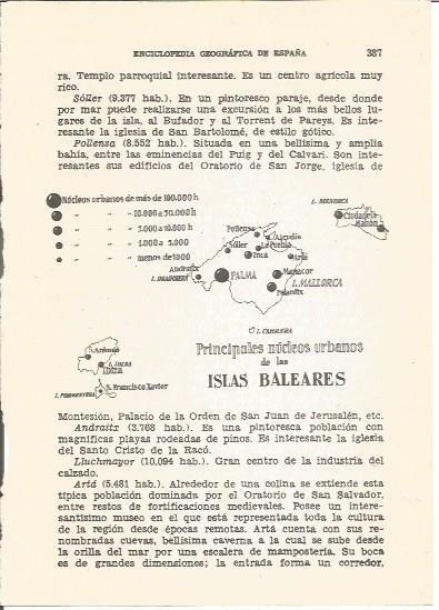 LAMINA V01184: Mapa principales nucleos urbanos de las Islas Baleares
