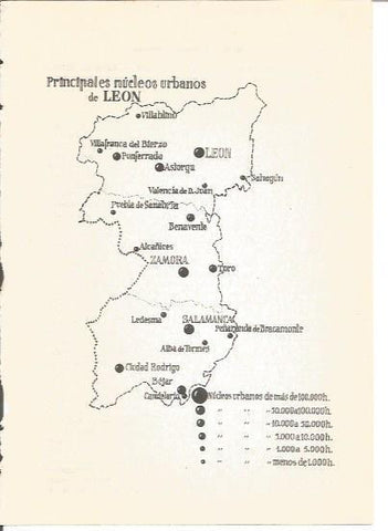 LAMINA V01171: Mapa de los principales nucleos urbanos de Leon