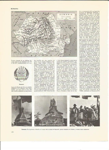 LAMINA V00805: Mapa, escudo y vistas de Rumania