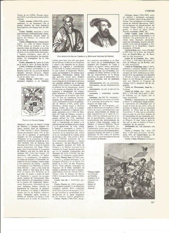 LAMINA V01075: Escudo, retratos y pintura de Hernan Cortes