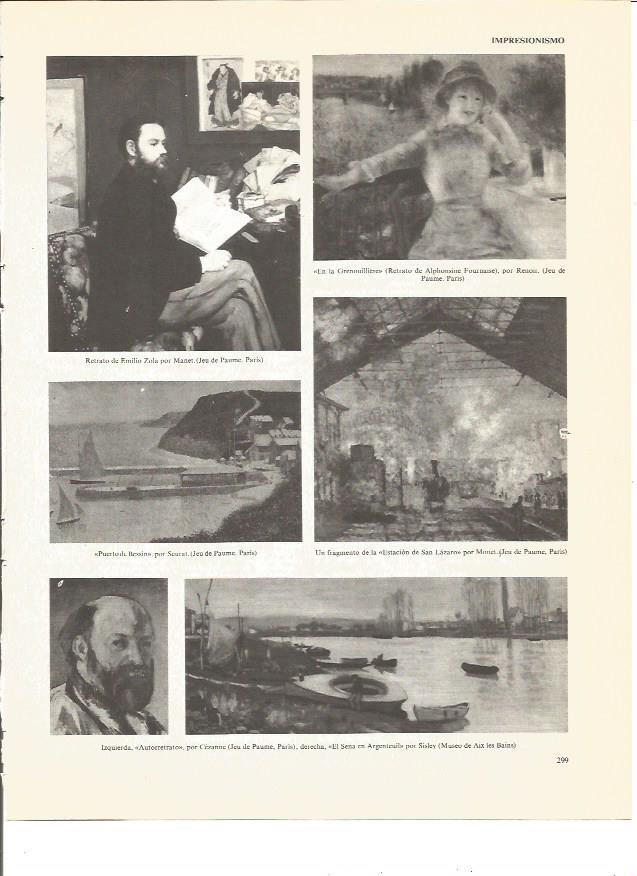 LAMINA V00553: Obras de Monet, Manet, Cezanne y Seurat