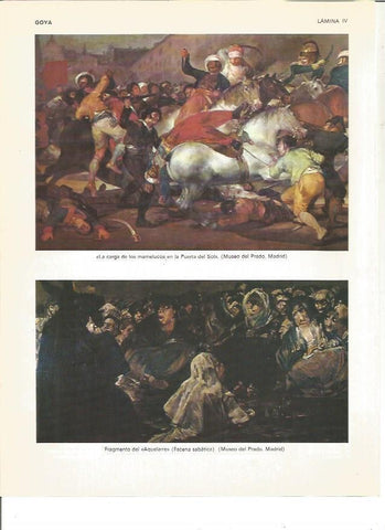 LAMINA V00532: La Carga de los Mamelucos en la Puerta del Sol y Fragmento del Aquelarre por Goya